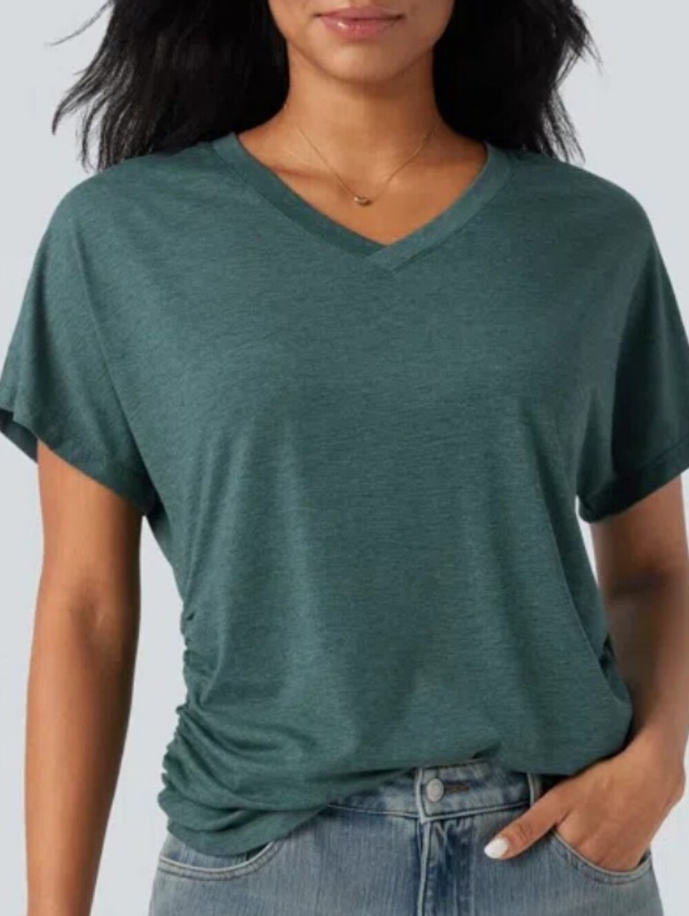 Halara V Neck Ruched Top